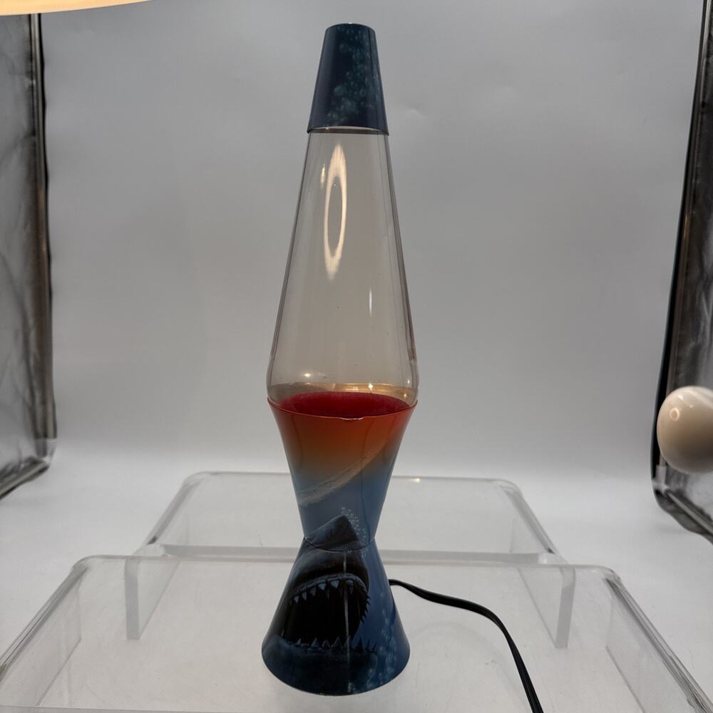 Schylling LAVA The Original Shark Week Lamp Blue Base Red Wax Working 16” READ